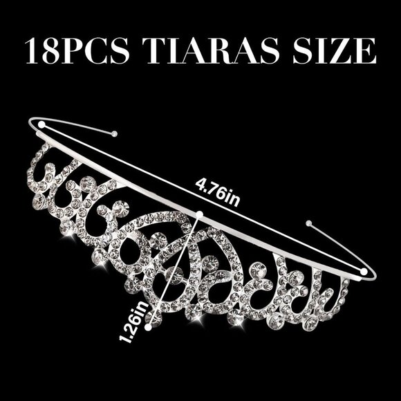 18 Pcs Silver Tiara Crown Set for Women Girls Elegant Rhinestone Accessory main image 5